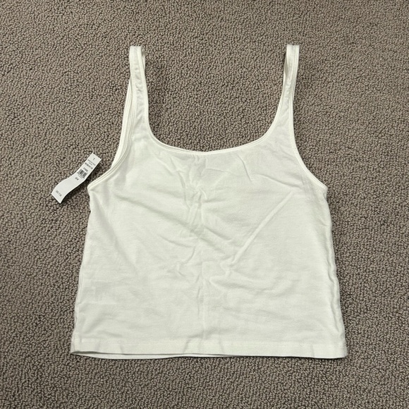 American Eagle Outfitters Cinched Cropped White Tank Top - Picture 2 of 2